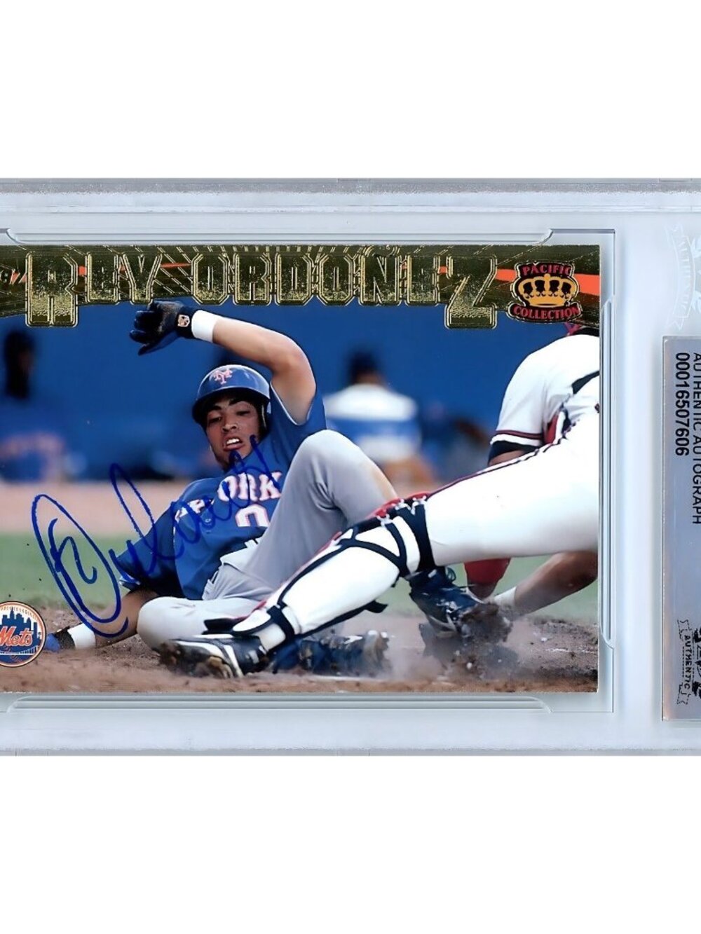 Rey Ordonez Signed 1997 Pacific #372 New York Mets Beckett BAS Slabbed MLB Auto